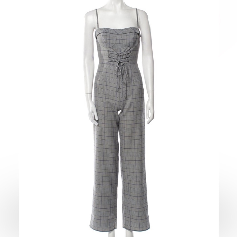 REFORMATION PLAID JUMPSUIT🖤🤍🩶